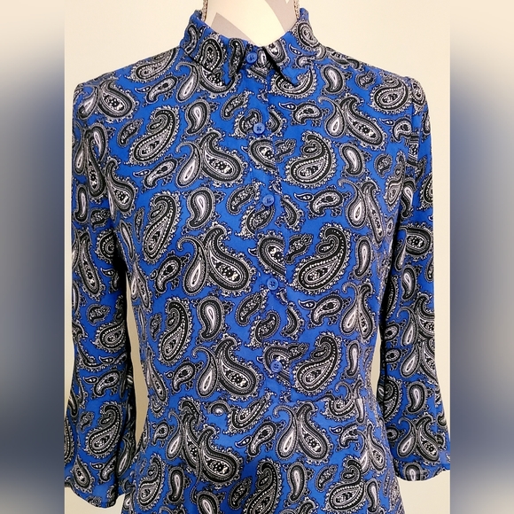 Beautiful Banana Republic Blue Paisley Shirt Dress size 4 - Picture 2 of 14